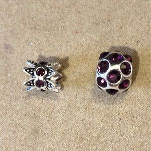 DaVinci February Birthstone Ball and Crown bead Both w. purple CZ crystals